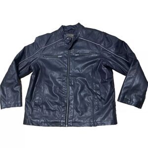 ARIZONA Jean Co Synthetic Leather Jacket Mens XXL Black Full Zip Bomber Coat 2XL